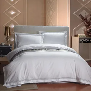 Dubai Market of Luxury 100% Cotton Sateen  Comfortable Bedroom Sheets White Hotel Bedding Set