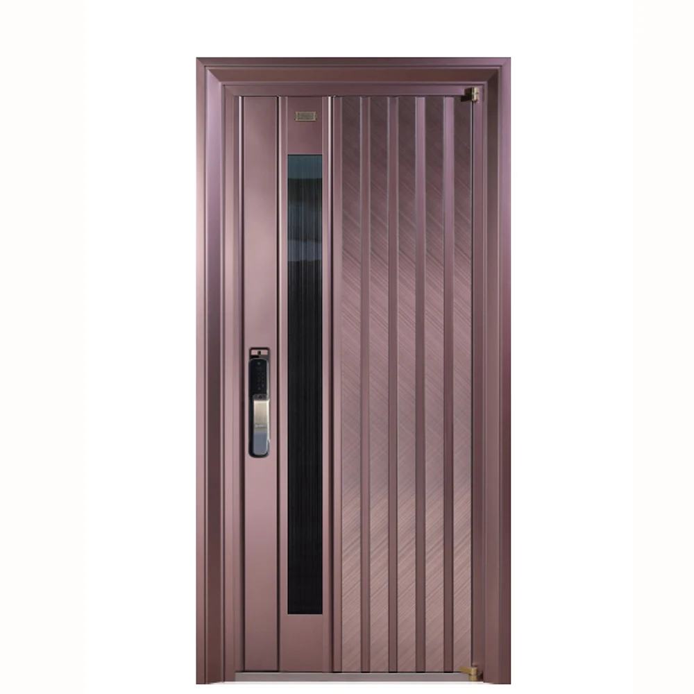 Luxury Rose Gold  Home Use Project Items Metal Entry Main Door Wrought Aluminum Doors