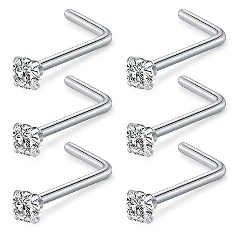 Medical Steel L Shape Septum Nose Pins Body Piercing Jewelry With ...