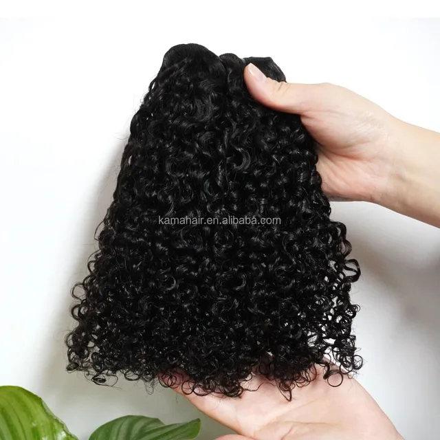 KAMA Super Double Drawn Human Hair Bundles - 12A Grade Virgin Remy Brazilian Pixie Curl with Cuticle Aligned & Natural Color