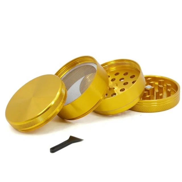 wholesale grinders OEM/ODM Custom logo 40mm 50mm 55mm 63mm 75mm metal herbal smoking 4 layers tobacco herb grinder