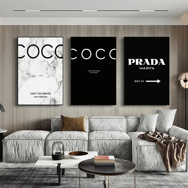 Hongya Fashion Posters And Prints Modern Black White Marble Vogue