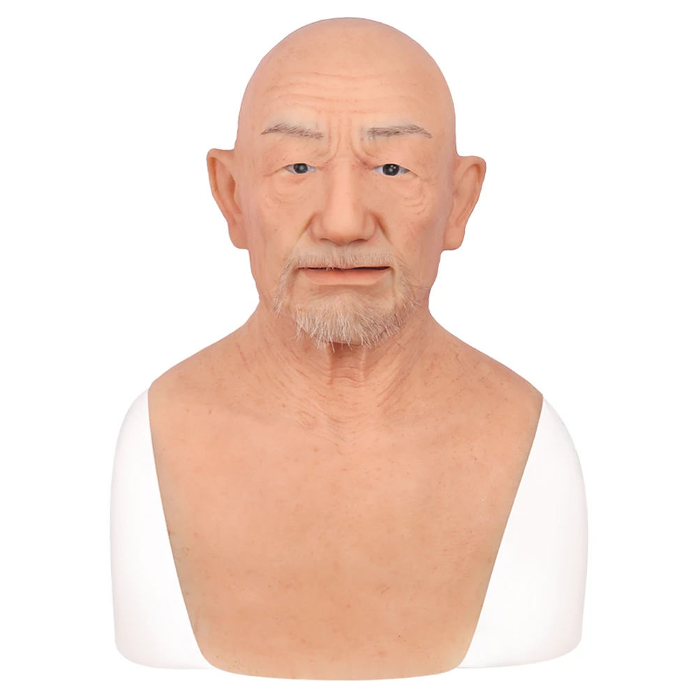 Realistic William Silicone Male Mask With Hair Silicone Head Mask Old Man Face Mask Crossdresser Transgender Halloween Cosplay