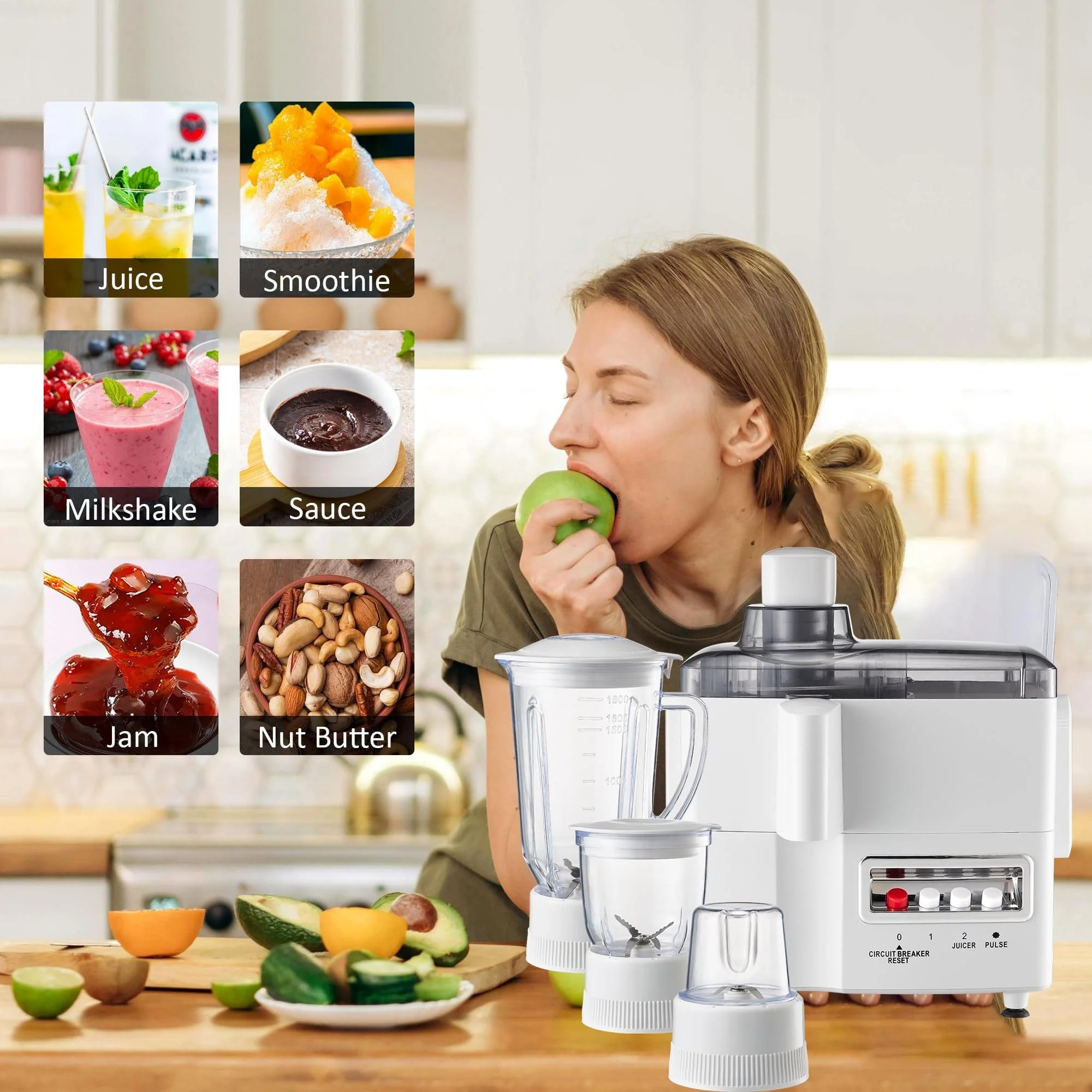 4 in 1 Blender Machine Mixer Fruit Blender With Coffee Dry Mill Food Processor Heavy Duty Mixer Grinder Blender