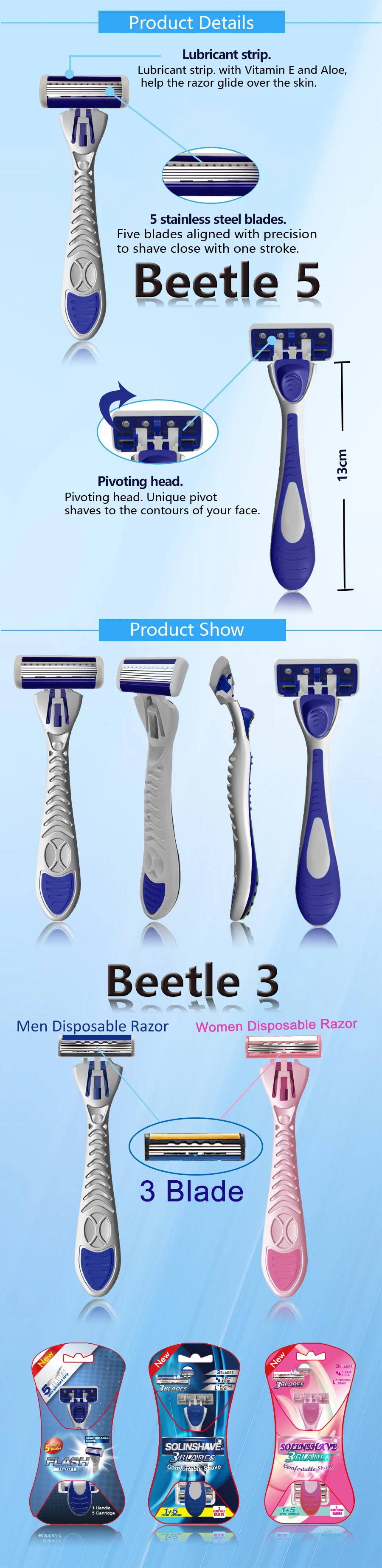 Five-blade Reusable Disposable Shave Razor For Personal Care Oem - Buy ...