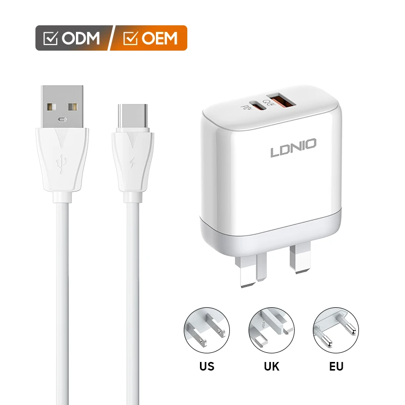 LDNIO A2526C US UK EU Plug PD 45W Charger Type C Mobile Phone Fast Charging Wall Charger
