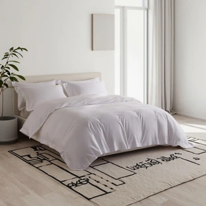 Wholesale 400TC Woven Quality Simple White Hotel Bed Linen 100% Cotton Bedding Set Single Bedsheets All-Season