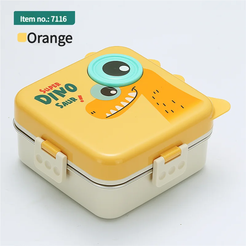 Cartoon 3 Compartment Kid Bento Box 304 Stainless Steel Lunch Box 1120ml+70ml Bento Kids Lunch Box  3 Grids with Sauce Bowl