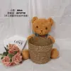 Grand seau tissé ours en peluche pull bleu 48cm