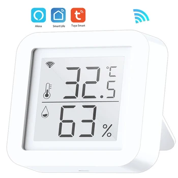 WiFi Thermometer Hygrometer Smart Humidity Temperature Sensor Gauge with  App Notification Alert for Home Pet Garage Cigar Humidor Compatible with  IFTTT -Hub Required 