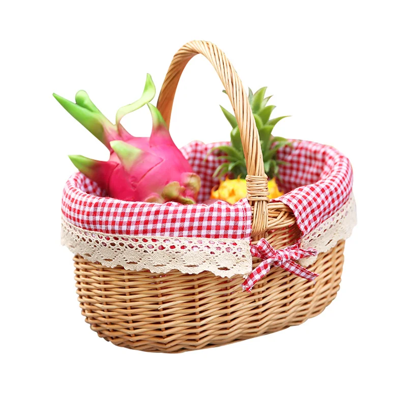 Cesta de mimbre regalo cesta cesta de Pascua con asas 11 x 4 cm 3 unid. 
