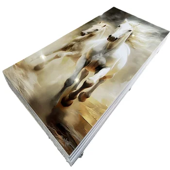 Customized Drawing Interior Decoration High Glossy 3d UV Pvc Wall Marble Panel