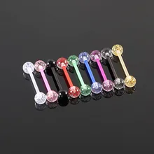 Fashion jewelry Body chain 14G soft rod flash ball piercing tongue nail Tongue ring wholesale