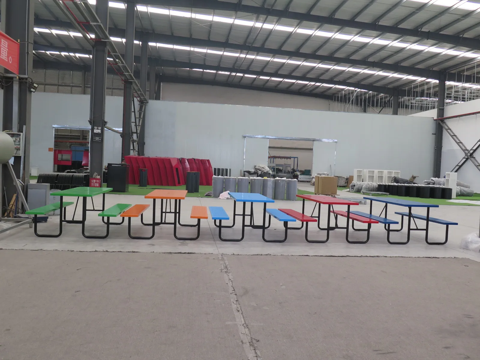Factory Customizable Park Rectangle Perforated Steel Picnic 6 ft 8 ft Mental Camping Table Commercial Steel Outdoor Picnic Table