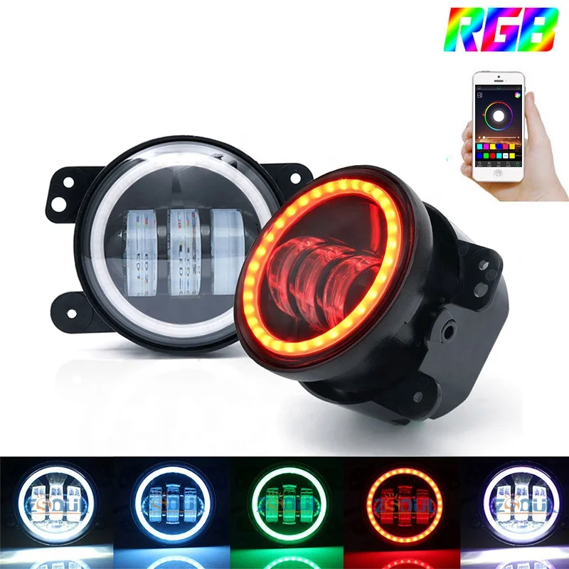 RGB Color 4inch Wrangler Fog Light with DRL White Function Car JL Fog Light by APP+Remote Control