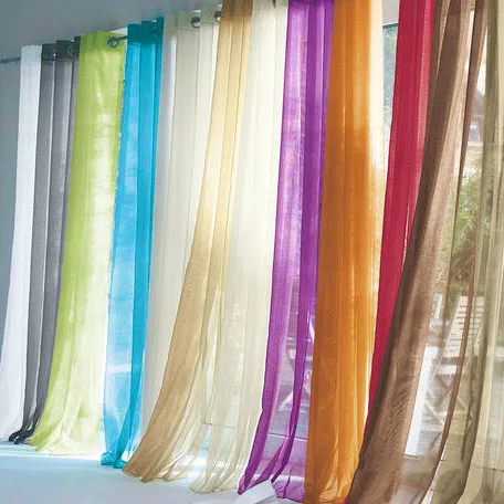 Wholesale Modern Style Ready Made Cheap White Color Living Room Organza Voile Sheer Curtains With Eyelets