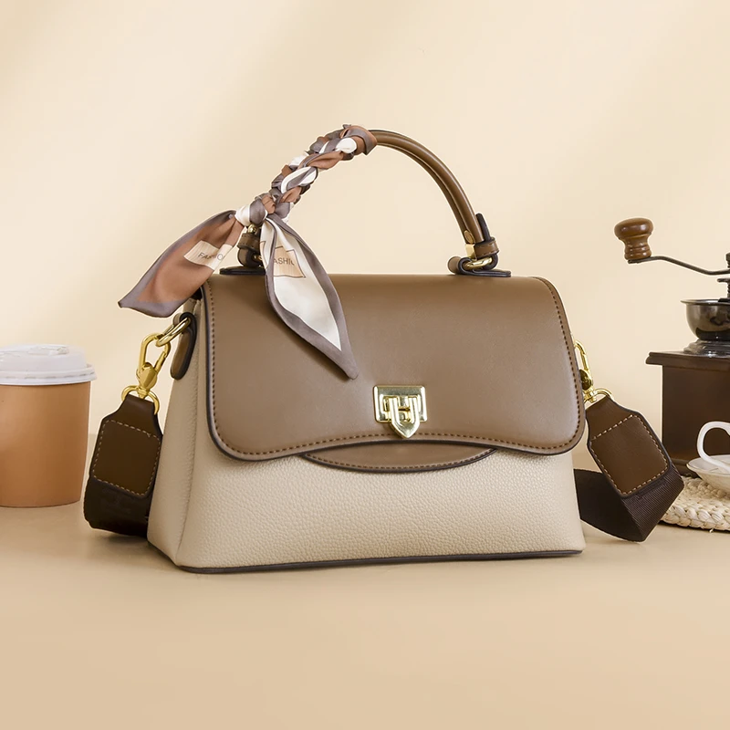 Popular Purses Color Match Women Handbags Solid Color Ladies Retro