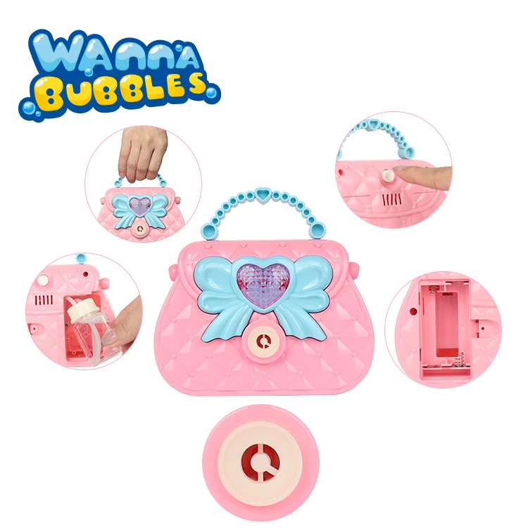 2023 New Arrived automatic bubble machine plastic toys girls purse handbags toy bubbles for kids