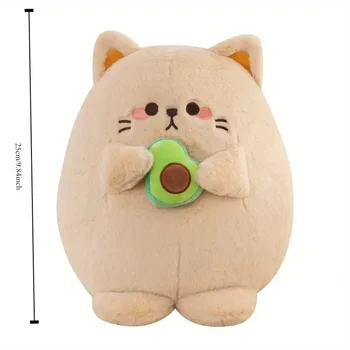 Wholesale 20/25/35/45cm Soft Kawaii Avocado Cat Plush Toy Unisex Cute Stuffed Animal with PP Cotton Filling Kids Gift