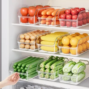 Custom Cross-Border Freezer Storage Drawer-Type Organizer Box Food-Grade Plastic Refrigerator Organizer Vegetable Fruit Bag