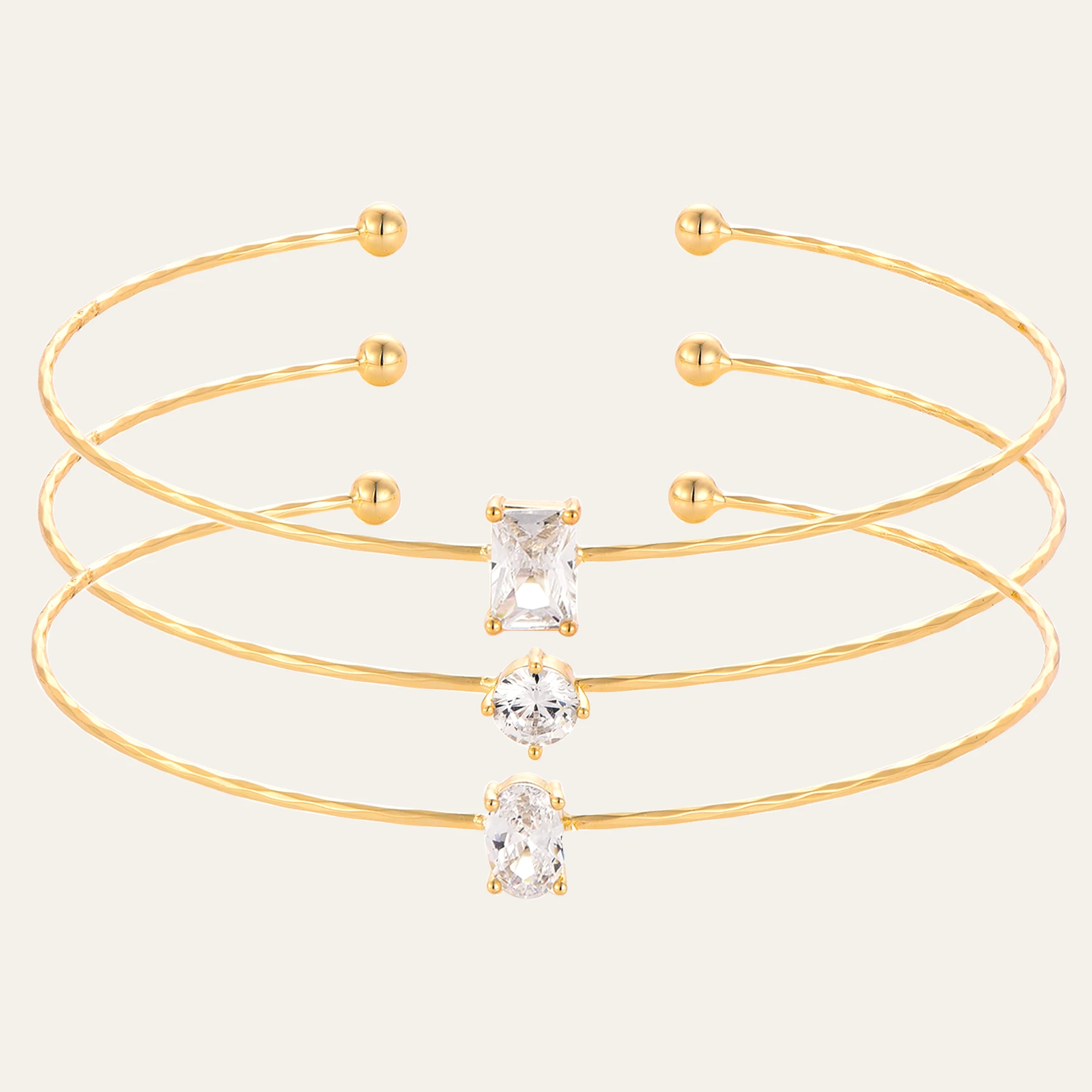 925 Sterling Silver Three Claw Setting Rectangle And Round Zircon 