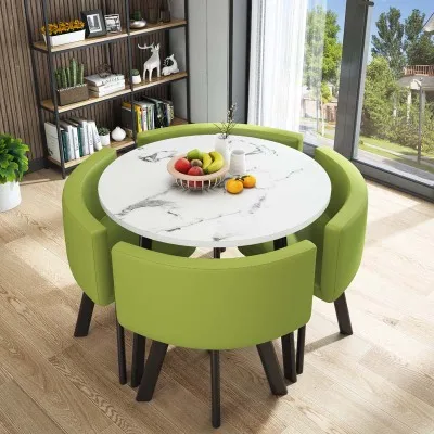 Высококачественный светлый роскошный обеденный стол круглый современный для дома маленькая квартира Ресторан легкий роскошный обеденный стол и стул
