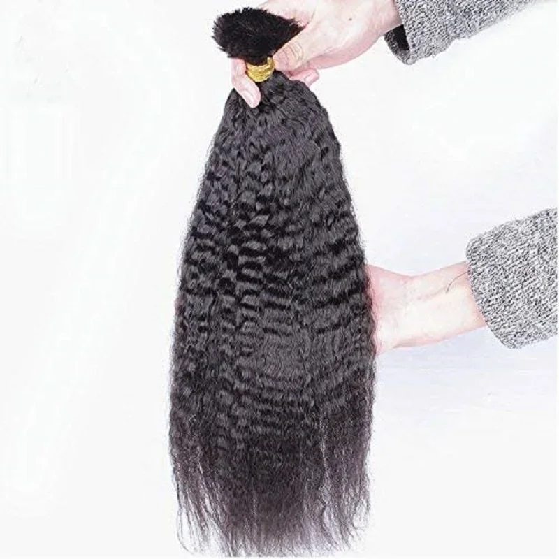 Capelli umani lisci e crespi sfusi per trecce micro trecce mongole Hair Coase Italian Yaki Hair Bundles 100g 3 pezzi/lotto_voghion.com