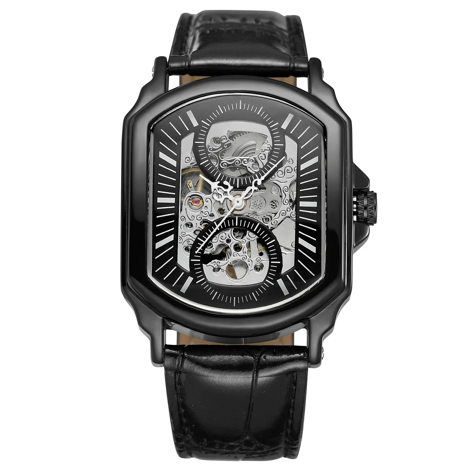 Orologio Meccanico Automatico Uomo - Cassa Ottagonale Scheletrata - Cinturino In Acciaio Inox - Design Scheletrato - Lusso Affari - 3