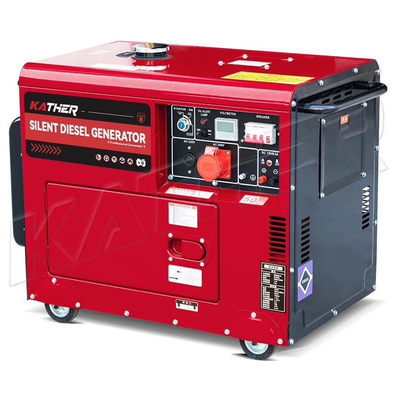 KATHER 50/60 Hz 10 kVA Superleise Diesel-Generator für 5 kVA 6 kVA 8 kVA 10 kVA 12 kVA Kupfer-Diesel-Generatoren schallisoliert