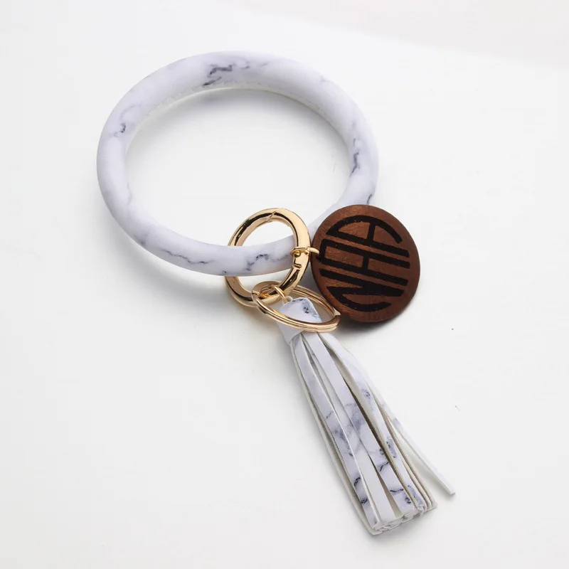 Bangle Key Ring Monogram Leather Bracelet Key Ring Tassel 