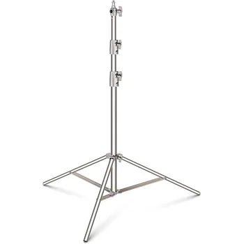 2.8m Stainless Steel Light Stand Heavy Duty Photography Tripod Stand with 1/4 to 3/8 Universal Screw Adapt Silver Color detail image