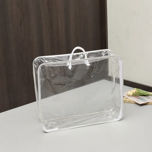 PVC Zipper Travel Bag, Blanket Storage Bag, Plastic Transparent, Customizable