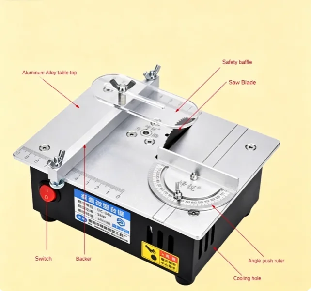 TEBAK Multifunctional Mini Desktop Electric Table Saw | Household DIY Woodworking Bench Cutting Cutter Saw Machine
