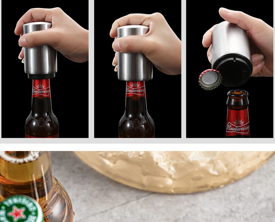 Versatile Magnetic Automatic Stainless Steel Beer Bottle Opener with M –  USA Gadget Store