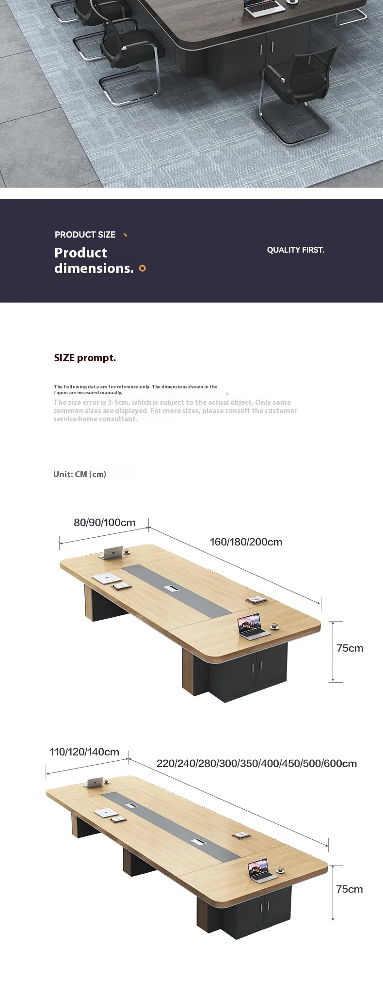 Modern Office Furniture Wood Panel Desk Set & Conference Room Boardroom Meeting Table with Chairs