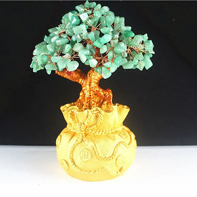 Feng Shui Citrine Money Tree & Resin Crystal Decor For Business Gift