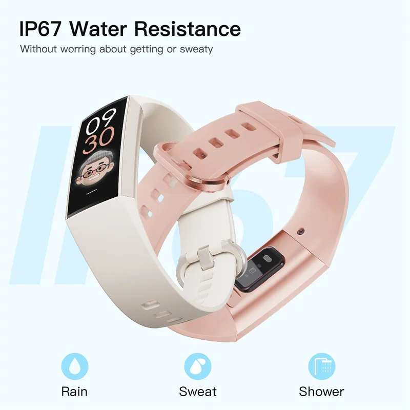 1.1" C80 SpO2 HR BP Sleep Monitoring Body Temperature Smart Band IP67 AMOLED Screen Display OEM ODM Smart Bracelet