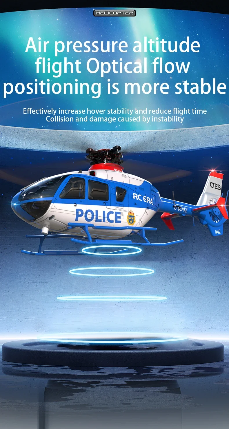 2024 RC ERA C123 RC Helicopter 6CH Double Brushless Direct Drive Single Paddle Aileron Free Model 3D Optical Flow EC135
