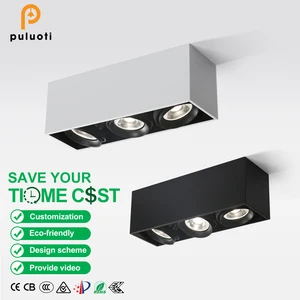 Modern 36W H125mm Spot Light Aluminum LED Ceiling Light White Square Surface Mounted 3-Head 3000K 4000K 6000K Led AR80 Spotlight