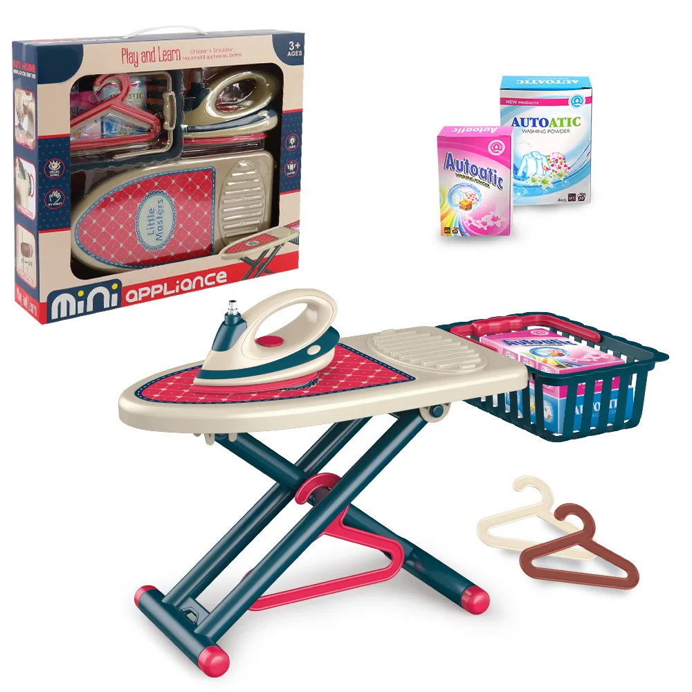 Huiye Kids Appliance Pretend Play House Toys Iron Machine Toys Ironing Board Play Set Laundry