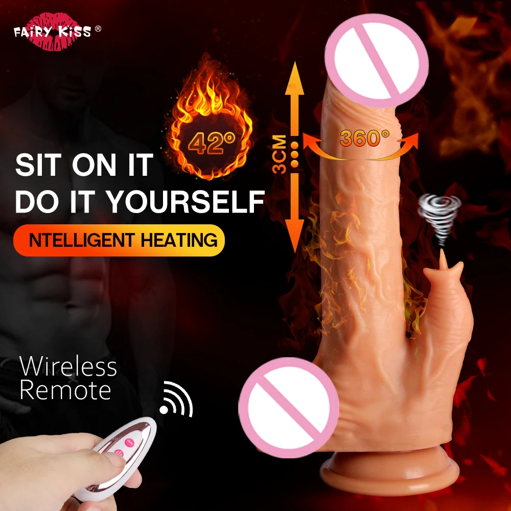 Wireless Remote Control Heating Telescopic Realistic Vibrating Dildos Tongue Licking Swing Dildo for Women Masturbation