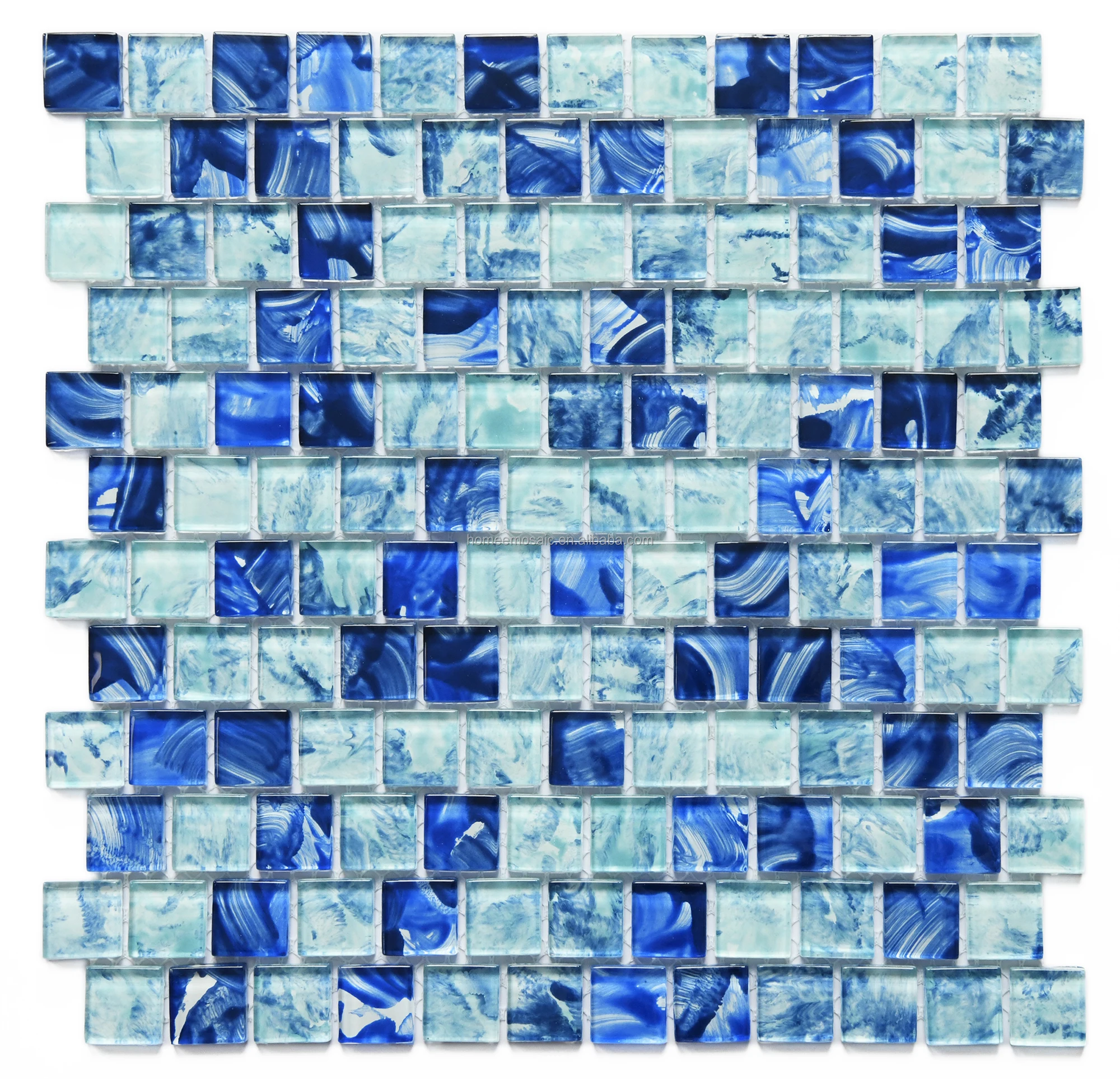 Glaze Outdoor Crystal Blue Bathroom Hand-painted Mosaic Pool Tiles ...