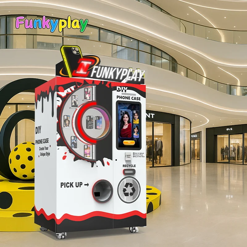 Funkyplay Automatic UV Printing Fast Phone Case Vending Machine Train Stations Theme with SDK Function