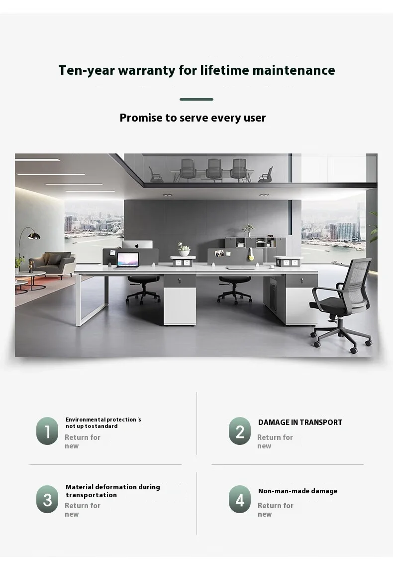Customizable Modular Modern Wooden 4-Person Office Desk Workstation
