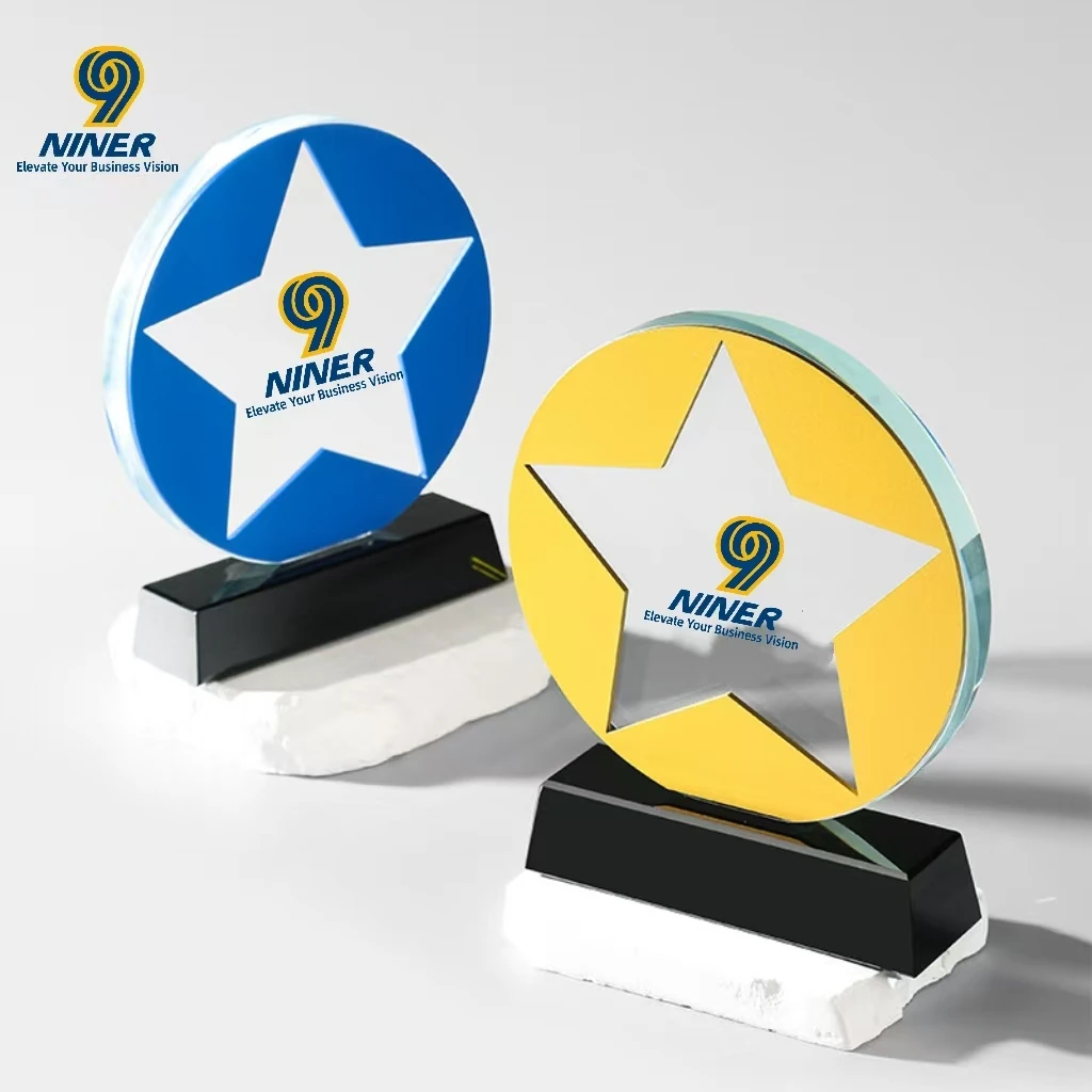 Custom New Design Round High Quality Crystal Glass Sports Event Award Trophy with Colorful Options
