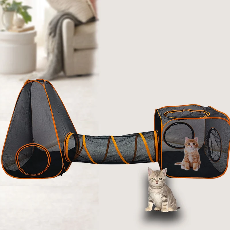 Outdoor Cat Enclosure Pet Play Tunnel Cat Playpen Portable Pop Up ...