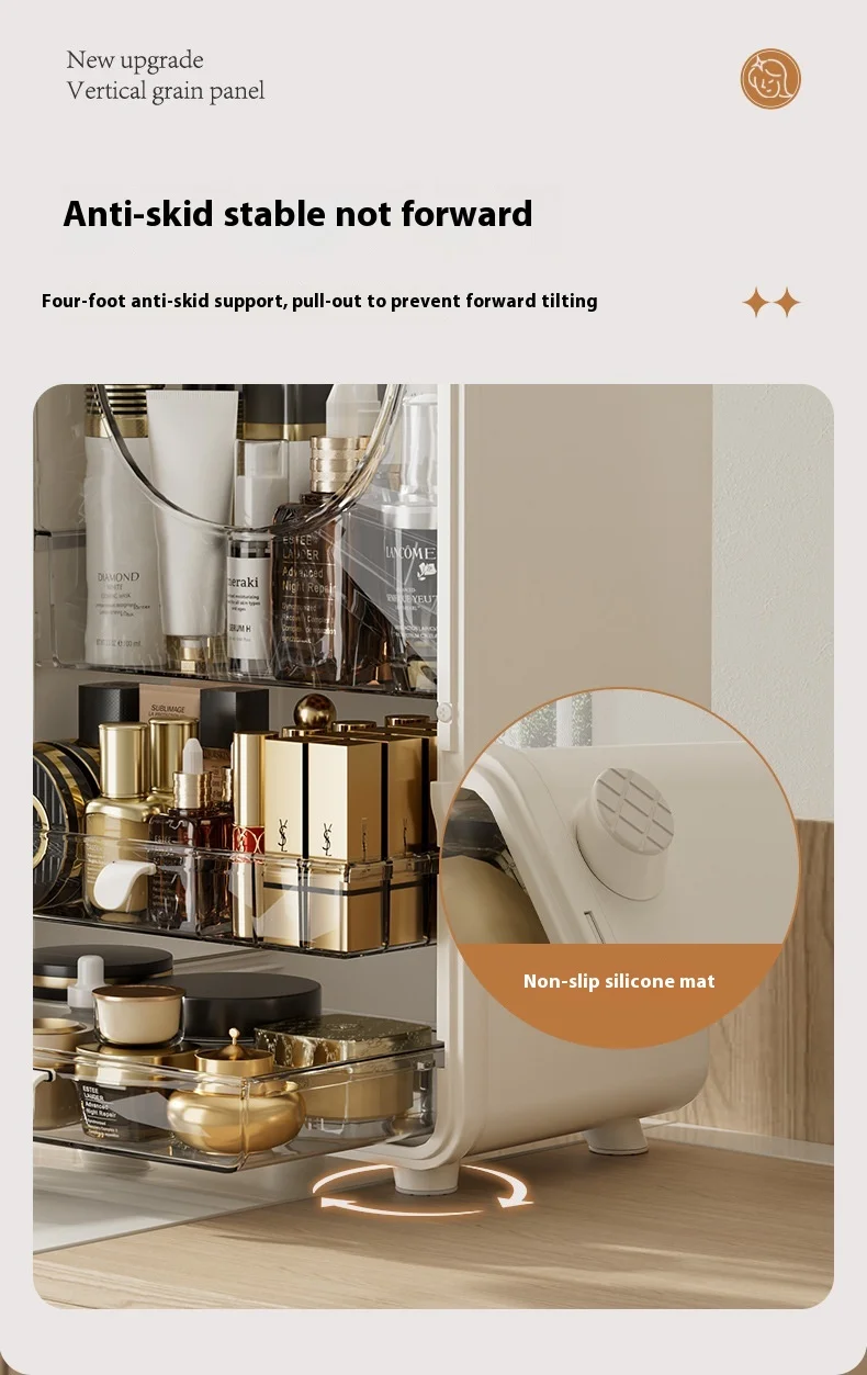 海星大容量桌面化妆品收纳盒防尘塑料家居梳妆台口红护肤收纳器