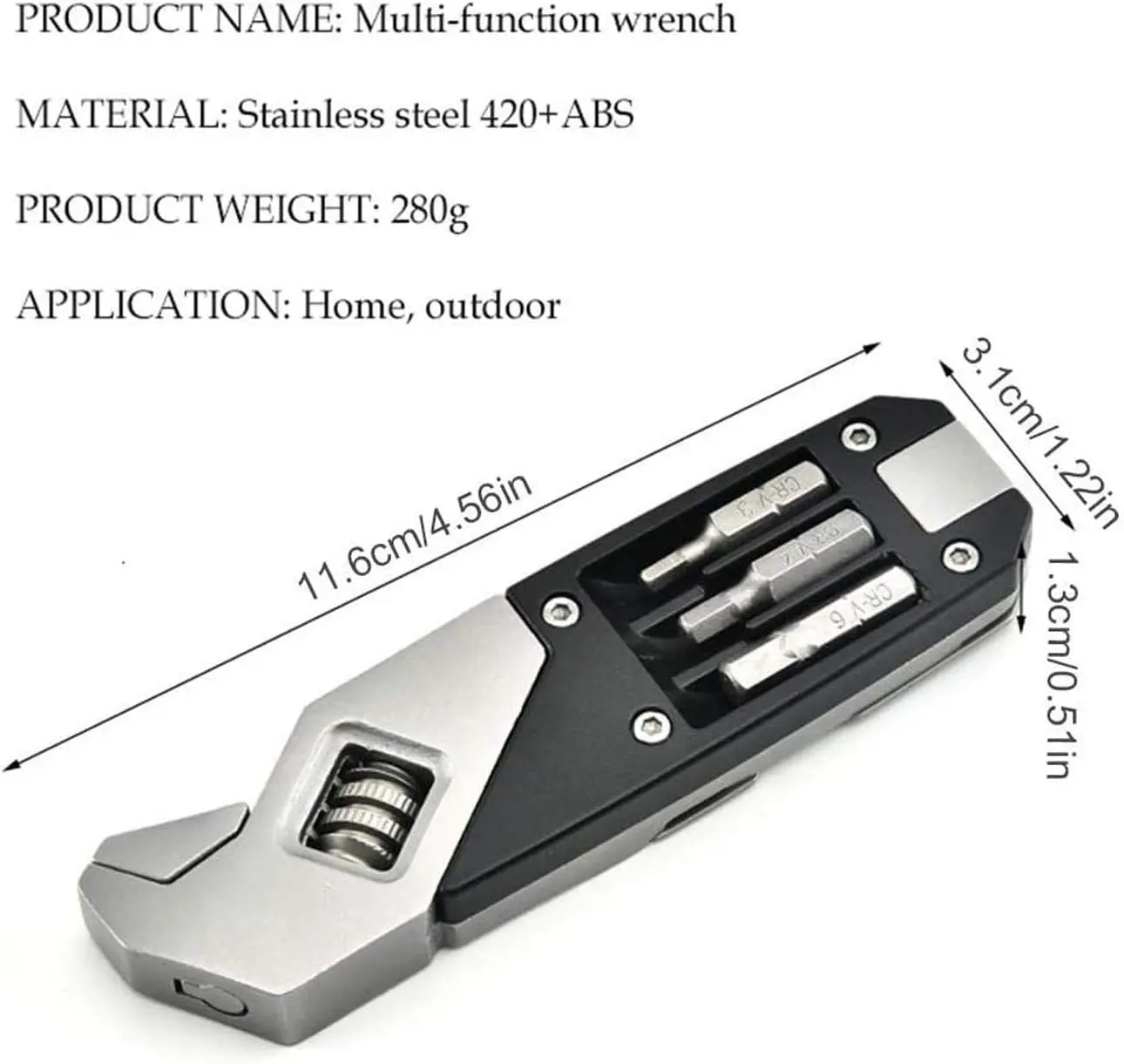 Portable Folding Hex Socket Wrench Set Stainless Steel Adjustable Hex Wrench with Screwdriver Bits Hand Tool Home Repair