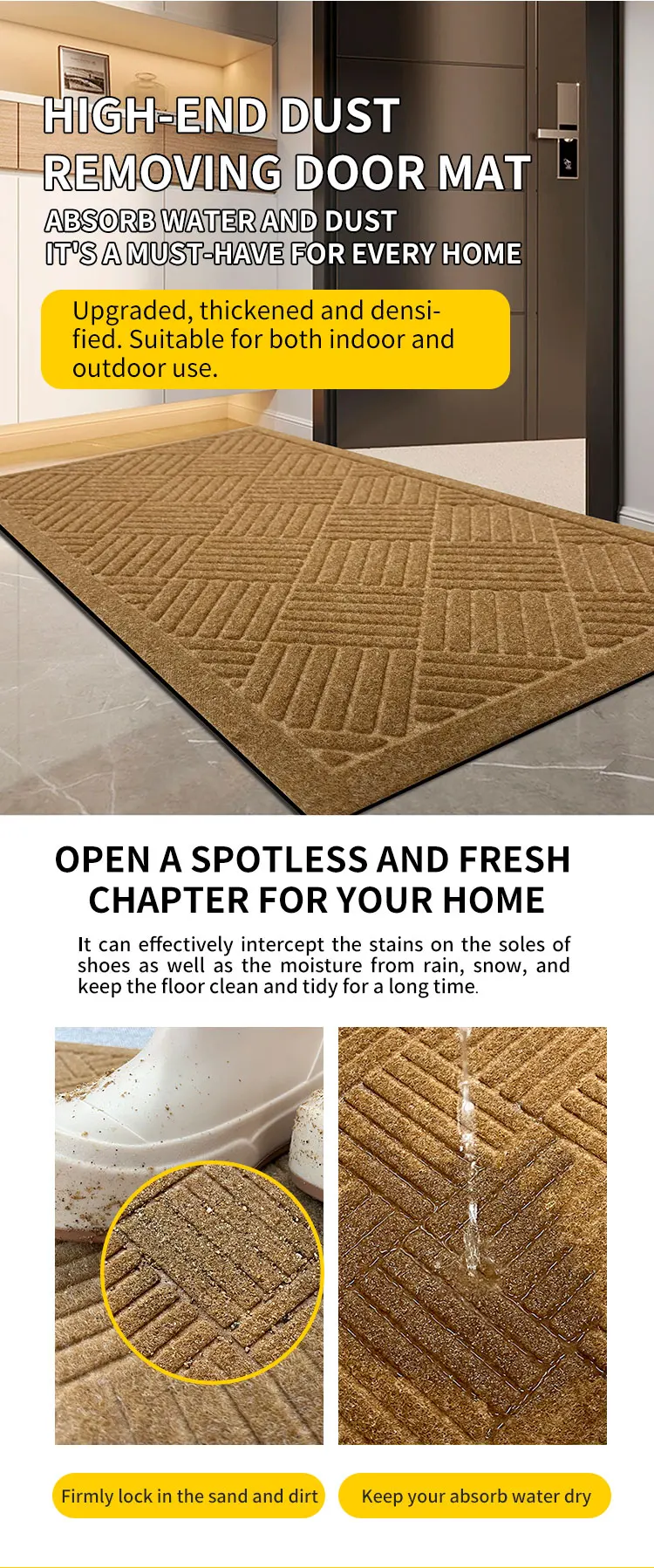 Hot Sale Custom Embossed Design Non-Slip Outdoor Coconut Brown Entrance Door Mat(图2)