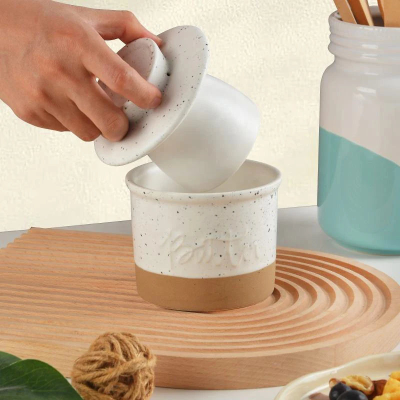 Popular Hot Sale Ceramic Butter Vegetable Kitchen Hotel Stoneware Butter Cheese Tile Container